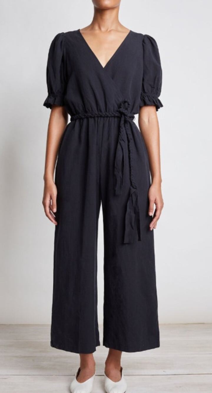 Apiece Apart Charbol Wide Leg Linen Cotton Jumpsuit Size 4 NO BELT
